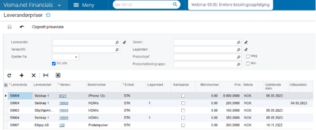Visma Net prisaftale